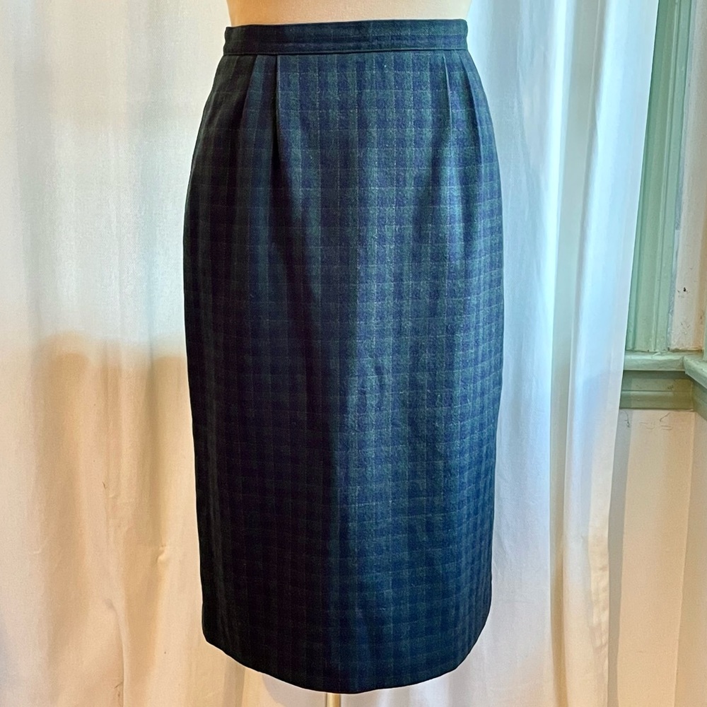 Vintage Plaid Pencil Skirt with pockets by Peabody House